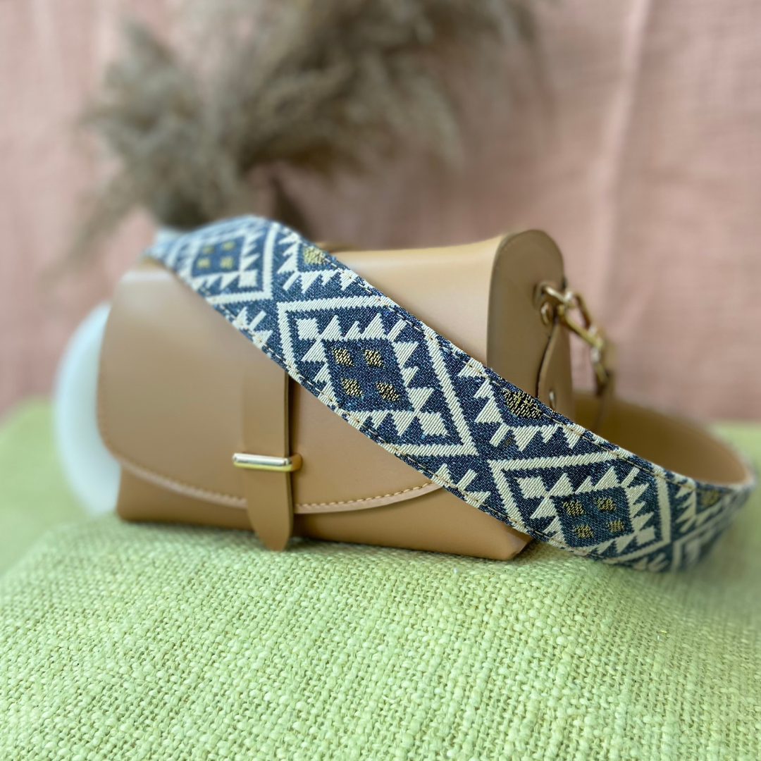 Beige Eva Bag with Light Black Diamond Belt.