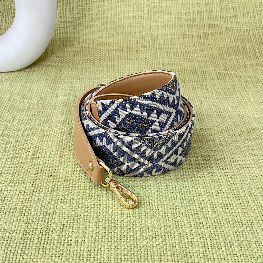 Beige with Light Black & White Diamond Shoulder Strap