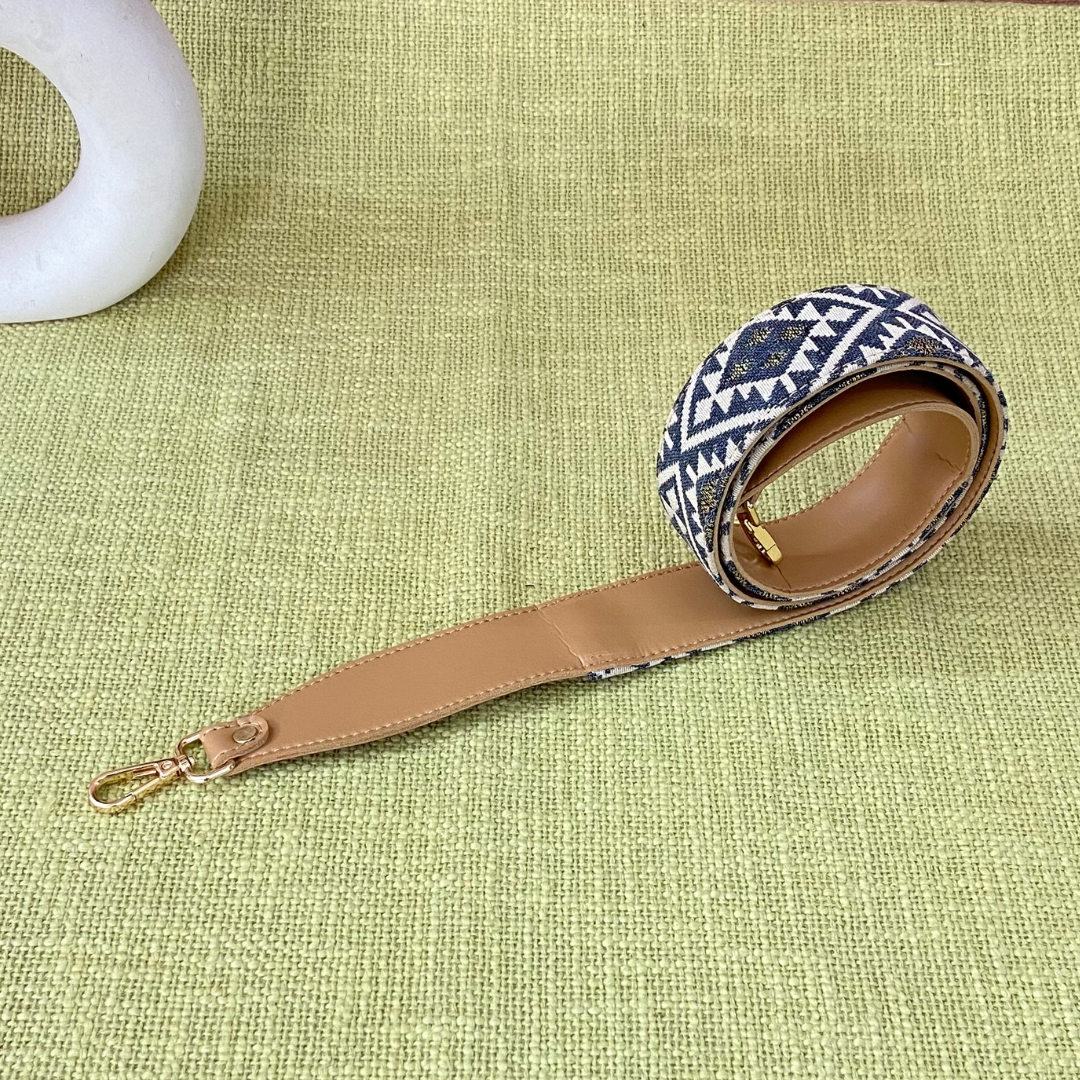 Beige with Light Black & White Diamond Shoulder Strap