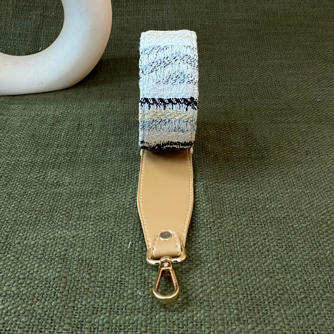 Beige with White Tribal Shoulder Strap