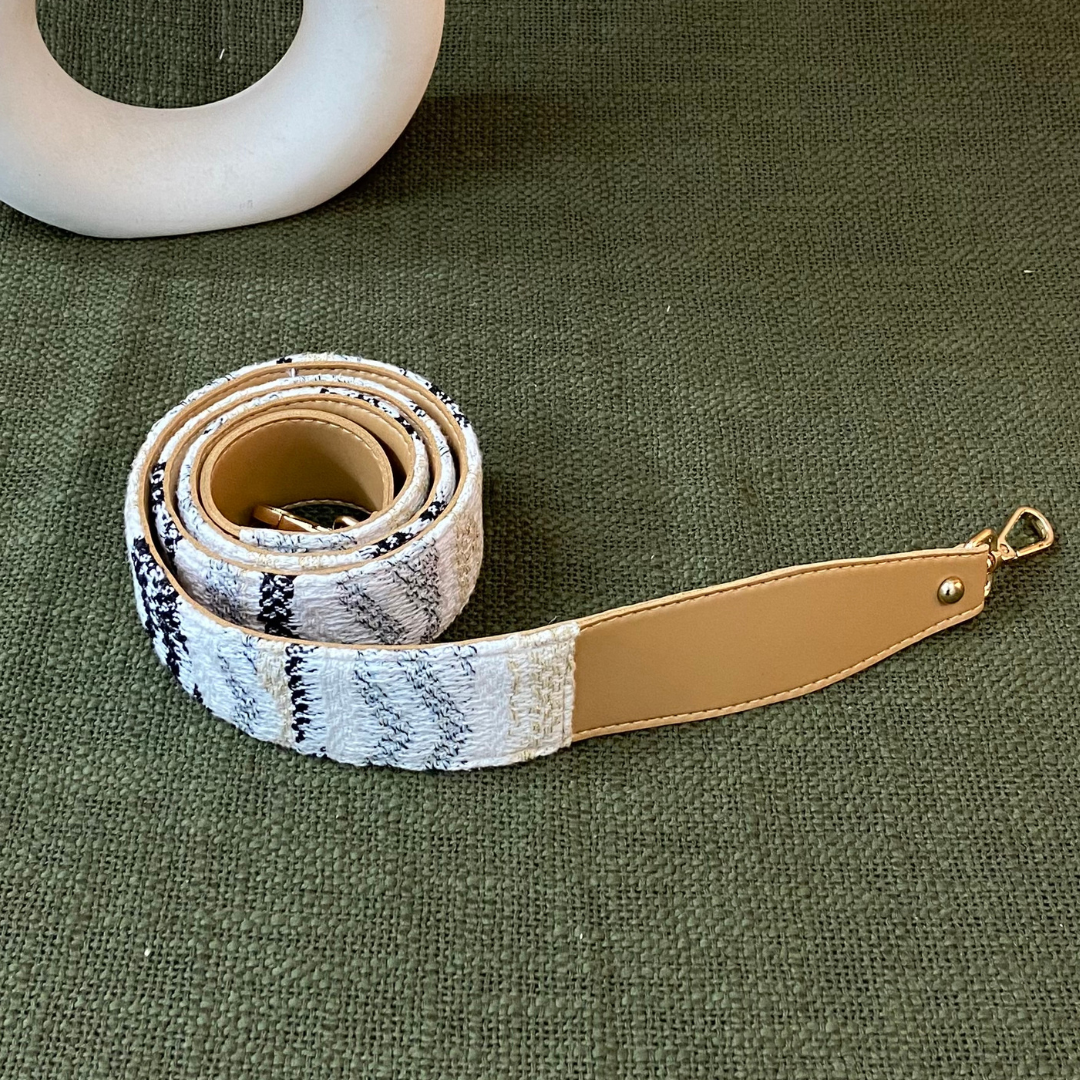 Beige with White Tribal Shoulder Strap
