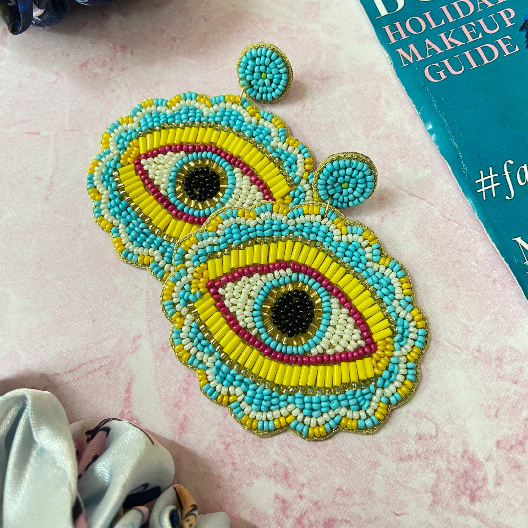 Big Evil Eye Light Blue Earrings