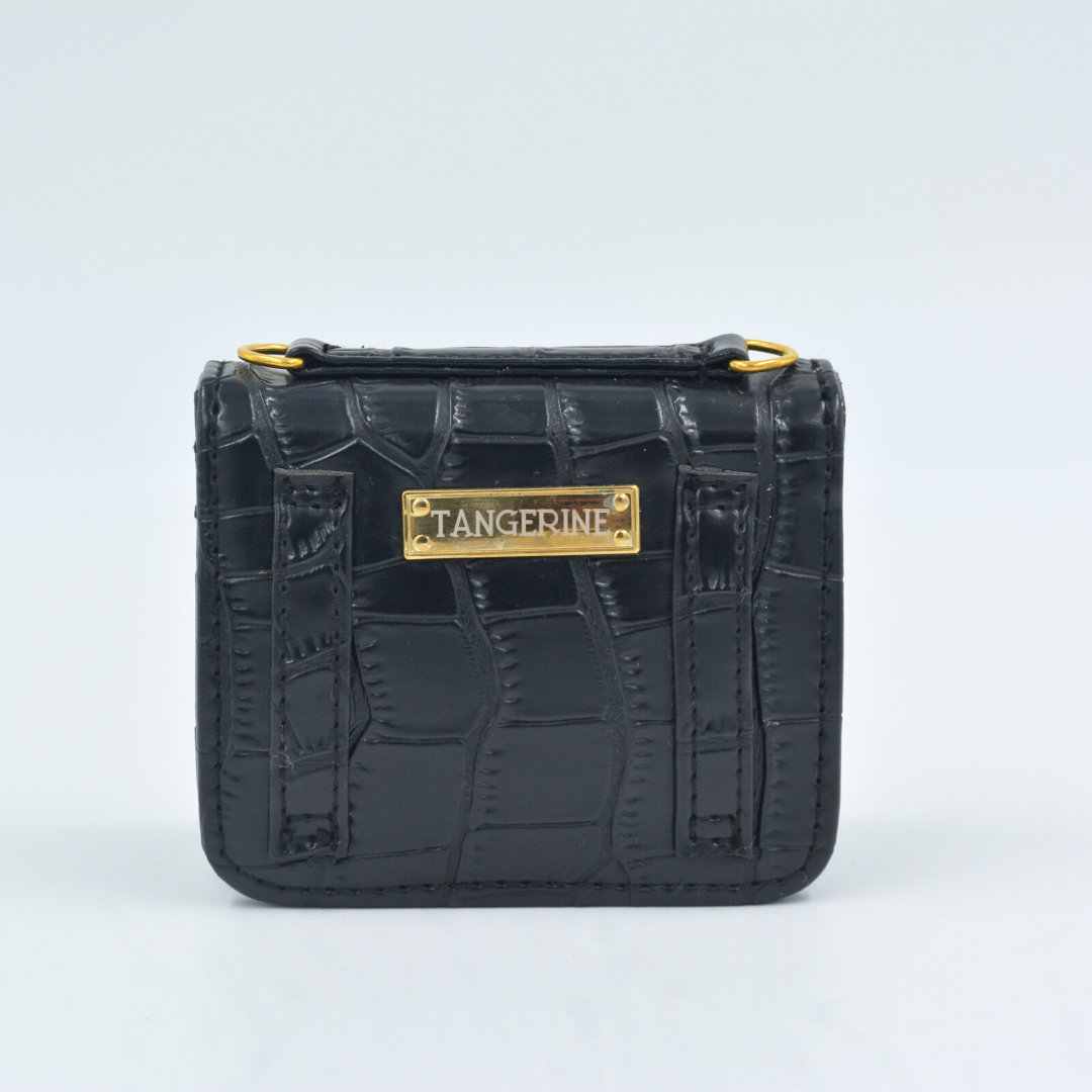 Black Croc Embossed Monogram Bag