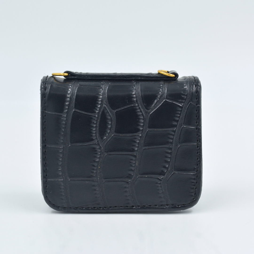 Black Croc Embossed Monogram Bag