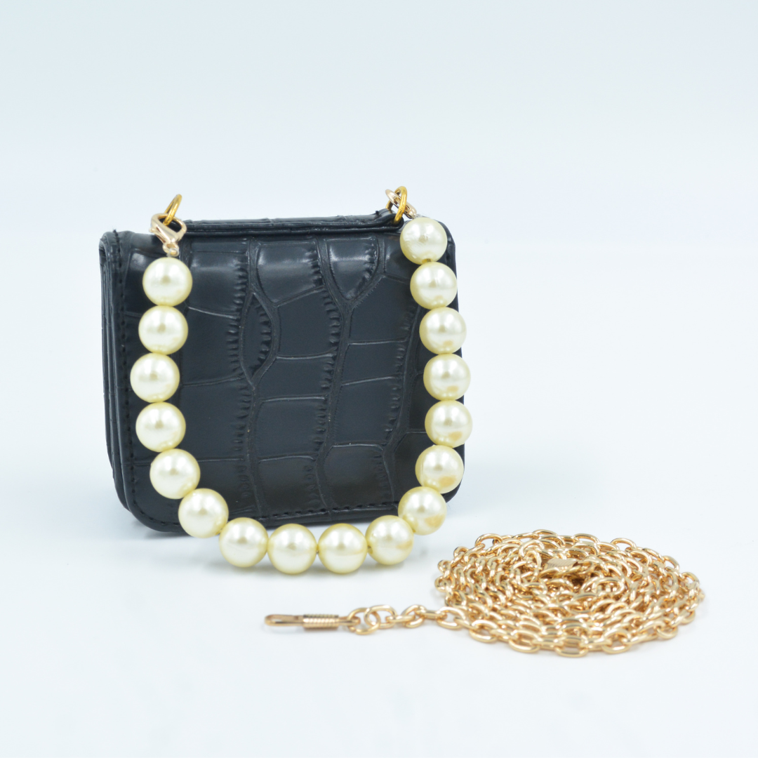 Black Croc Embossed Monogram Bag