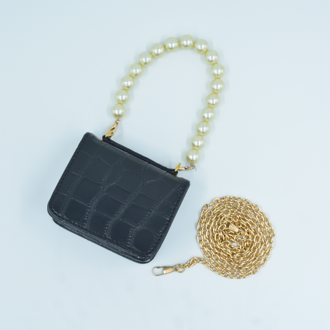 Black Croc Embossed Monogram Bag