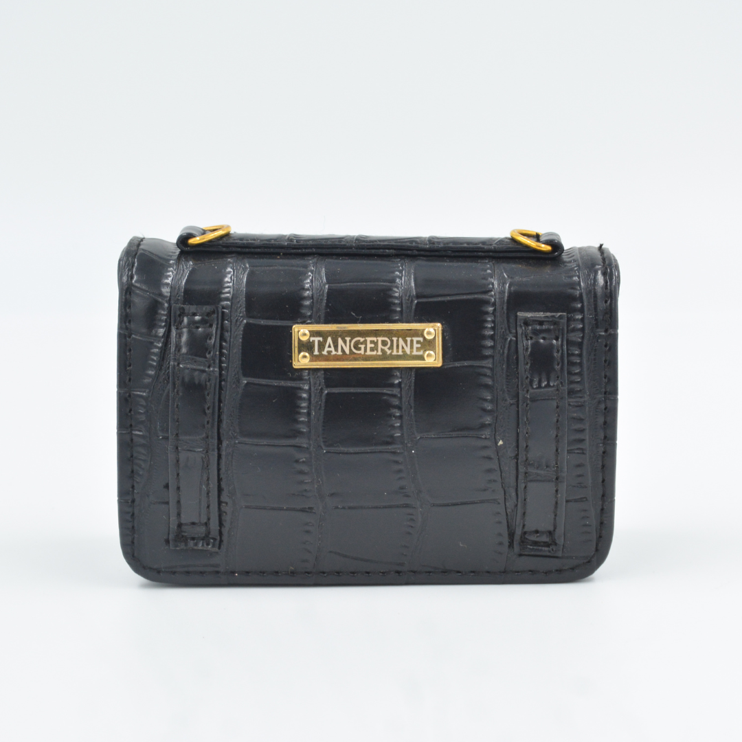 Black Croc Embossed Monogram Bag