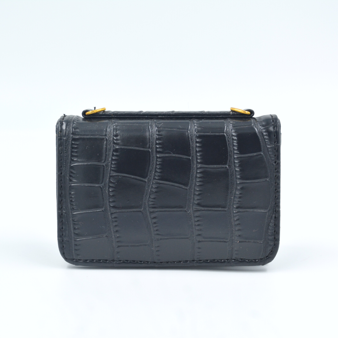 Black Croc Embossed Monogram Bag