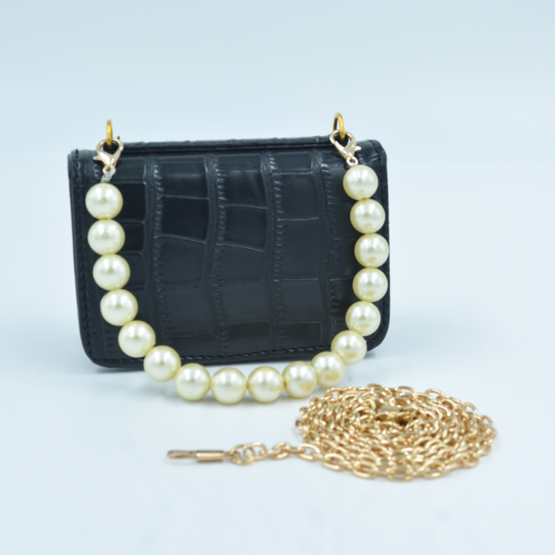 Black Croc Embossed Monogram Bag