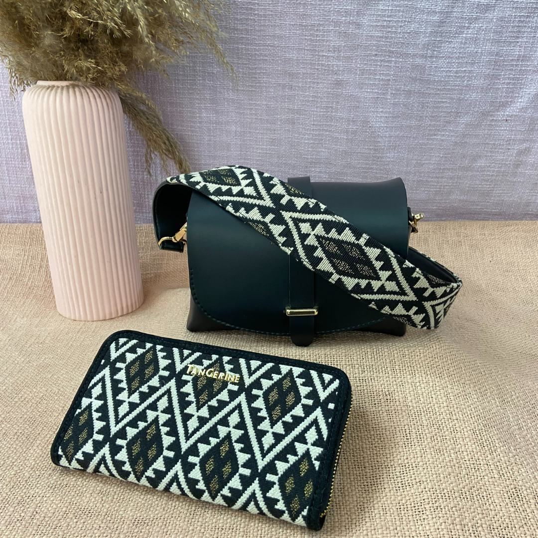 Black Eva Bag with Black Diamond Belt + Big Wallet