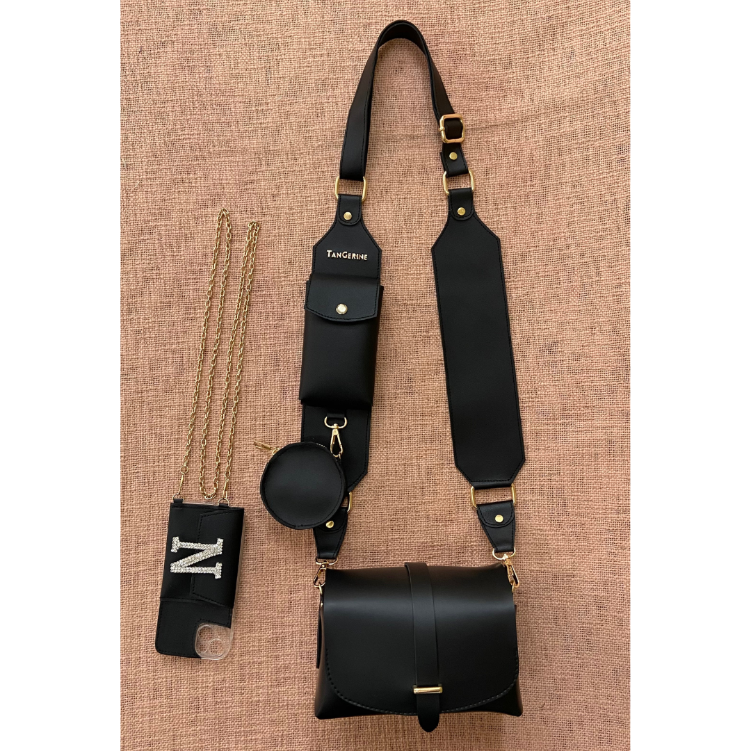 Black Eva + Black Plain Pochette Belt with Phone Case