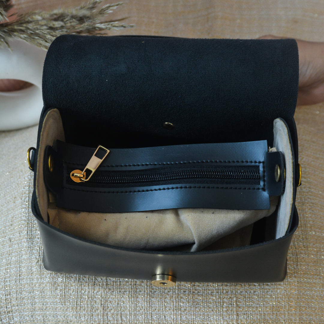 Black Eva Bag with Black Tribal Belt.