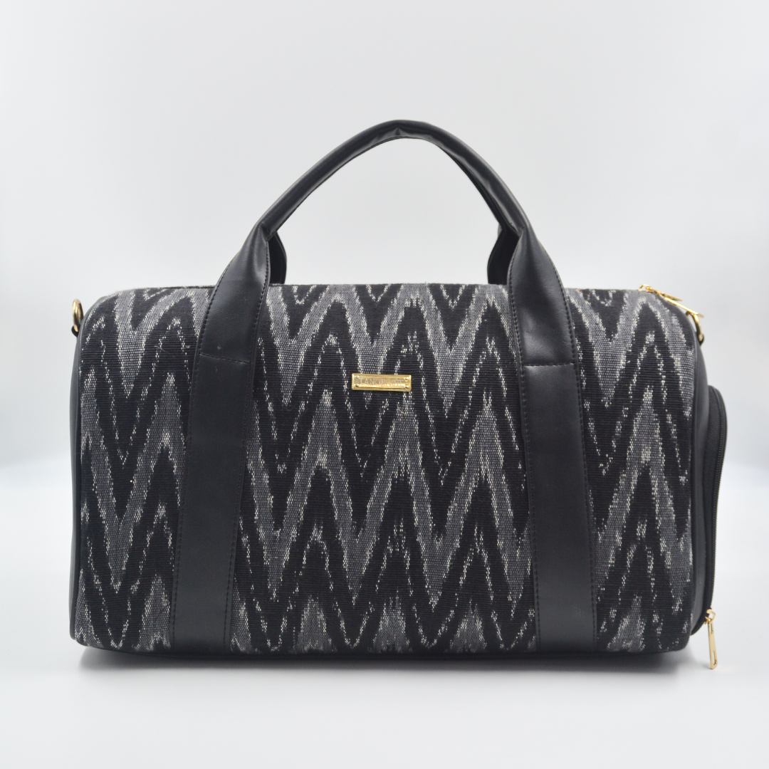 Black Ikkat Duffle Bag
