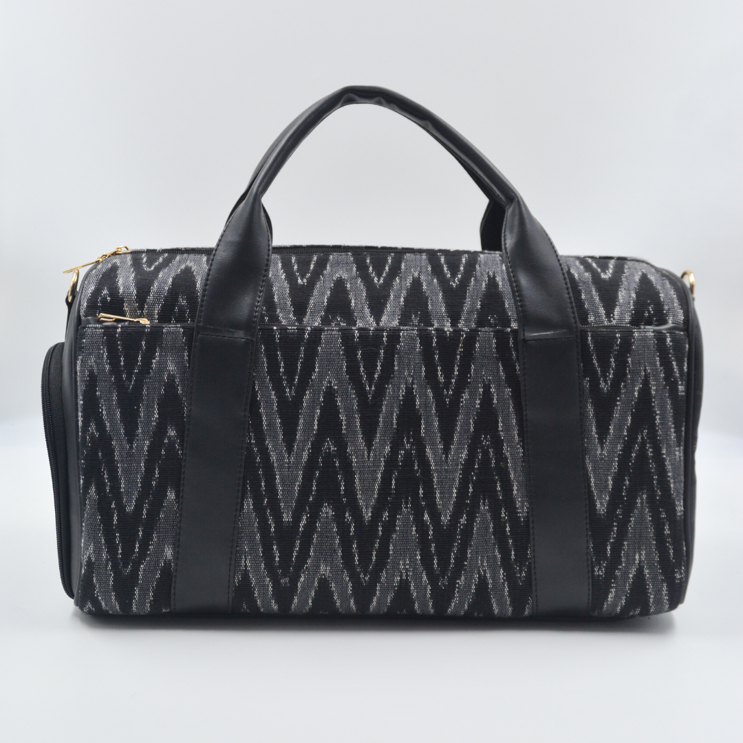 Black Ikkat Duffle Bag