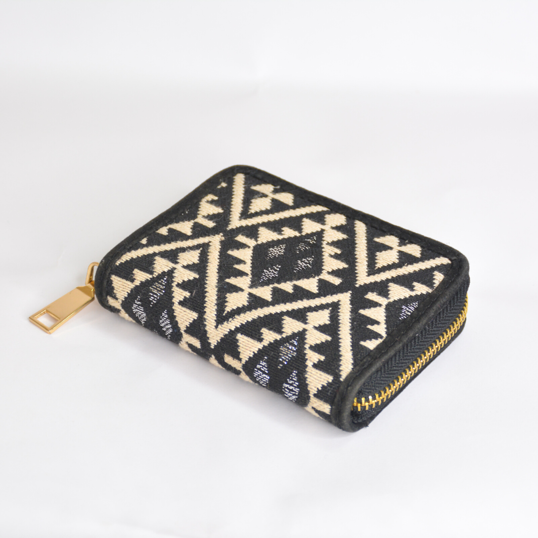 Black Mini Wallet with Diamond Design