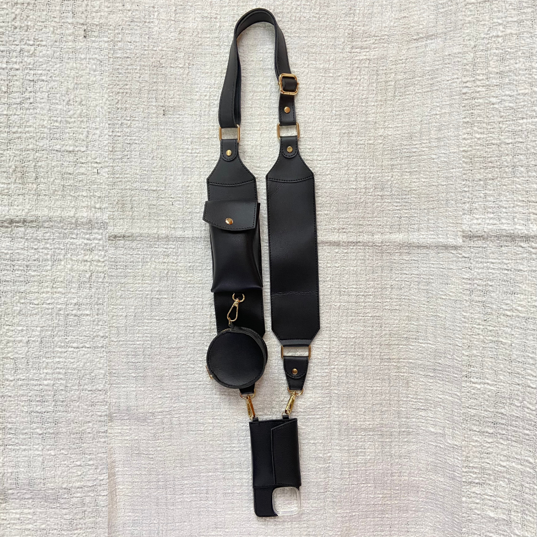 Black Eva + Black Plain Pochette Belt with Phone Case