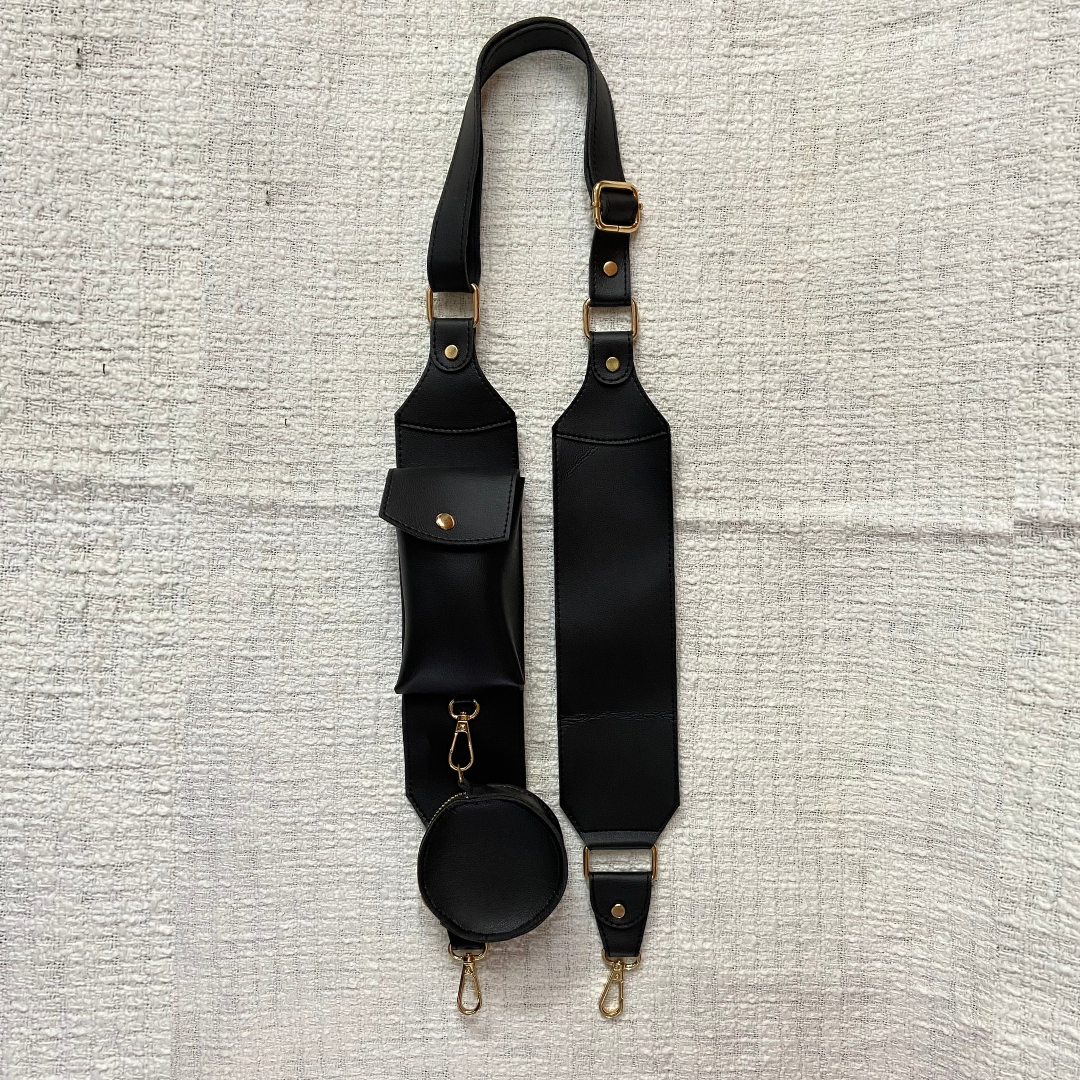Black Pouch + Black Plain Pochette Belt