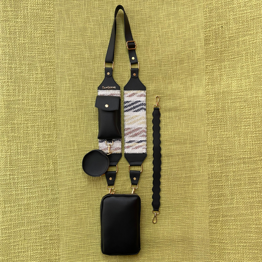 Black Pouch + Black with White Tribal Pochette only Belt.