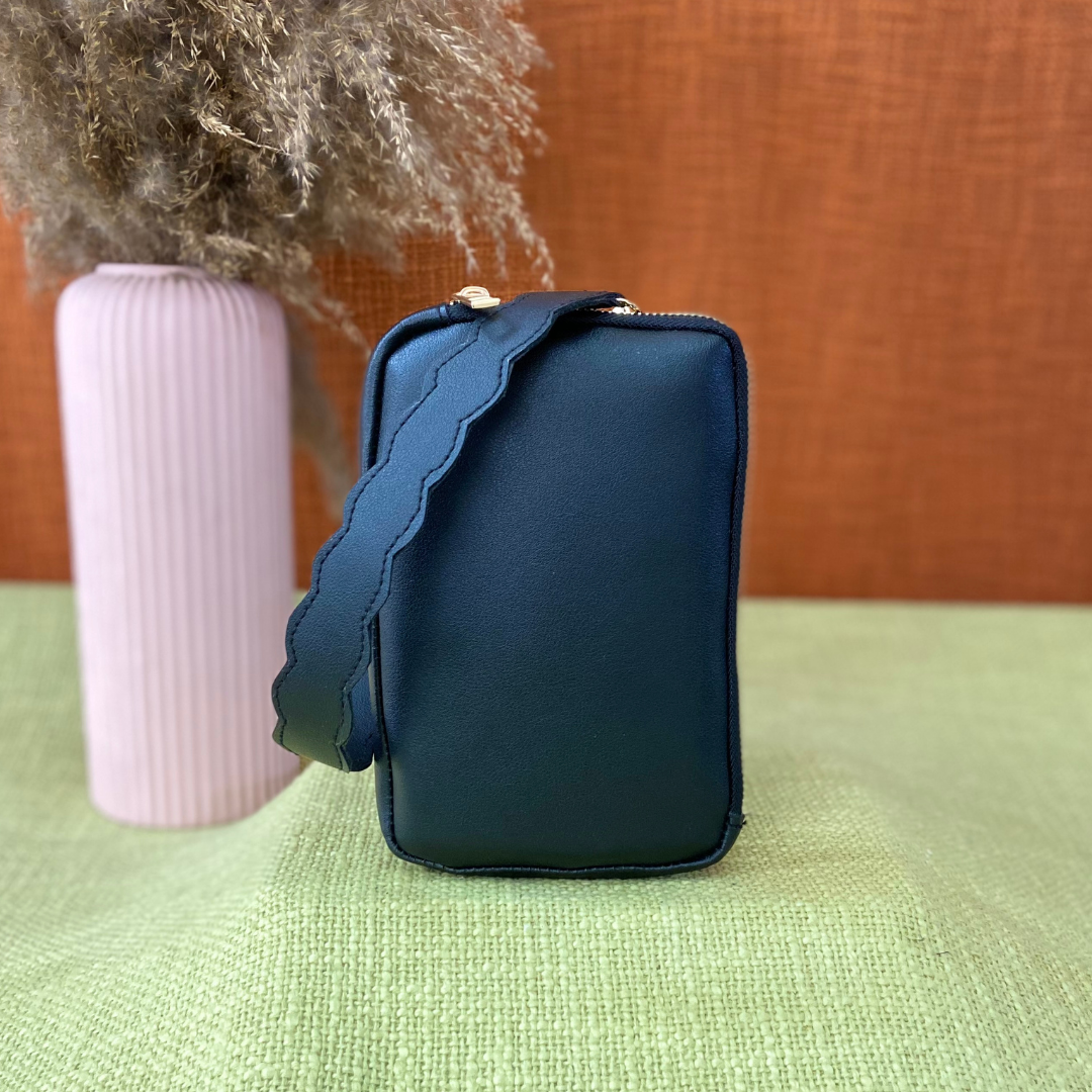 Black Pouch + Black with Multi-Color Diamond Cloth on Pocket Pochette only Belt.