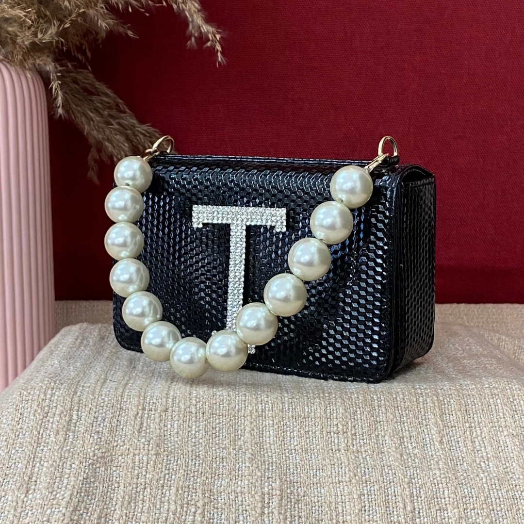 Black Textured Box Style Waist Bag Phone Size