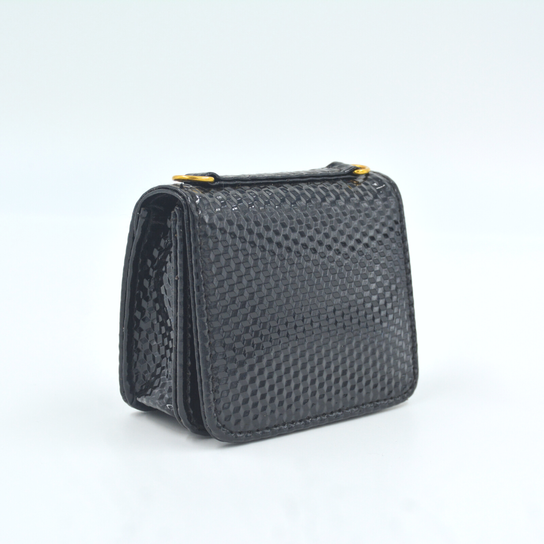 Black Textured Monogram Bag