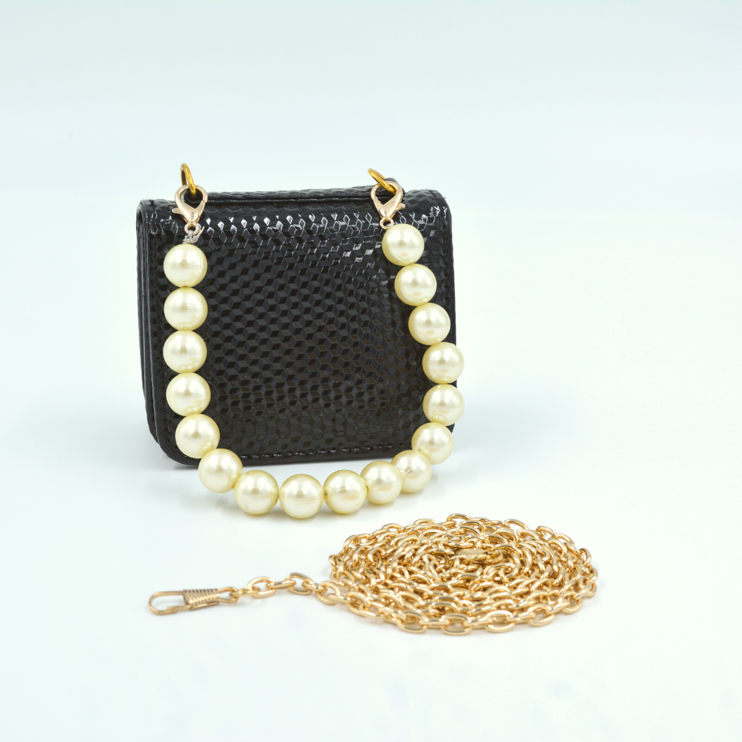 Black Textured Monogram Bag