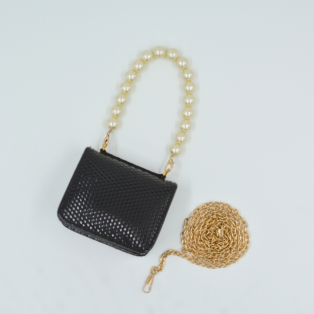 Black Textured Monogram Bag