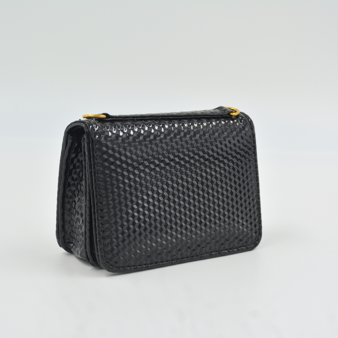 Black Textured Monogram Bag