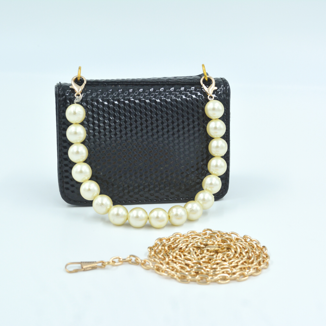 Black Textured Monogram Bag