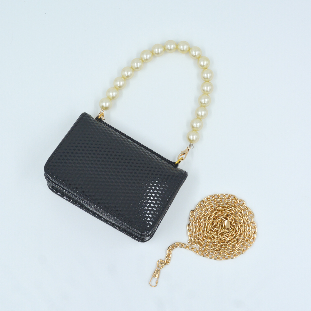 Black Textured Monogram Bag
