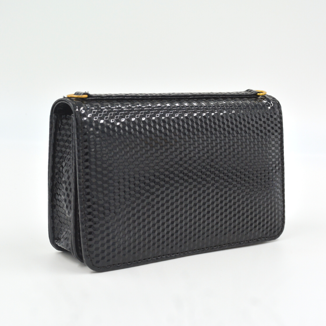 Black Textured Monogram Bag