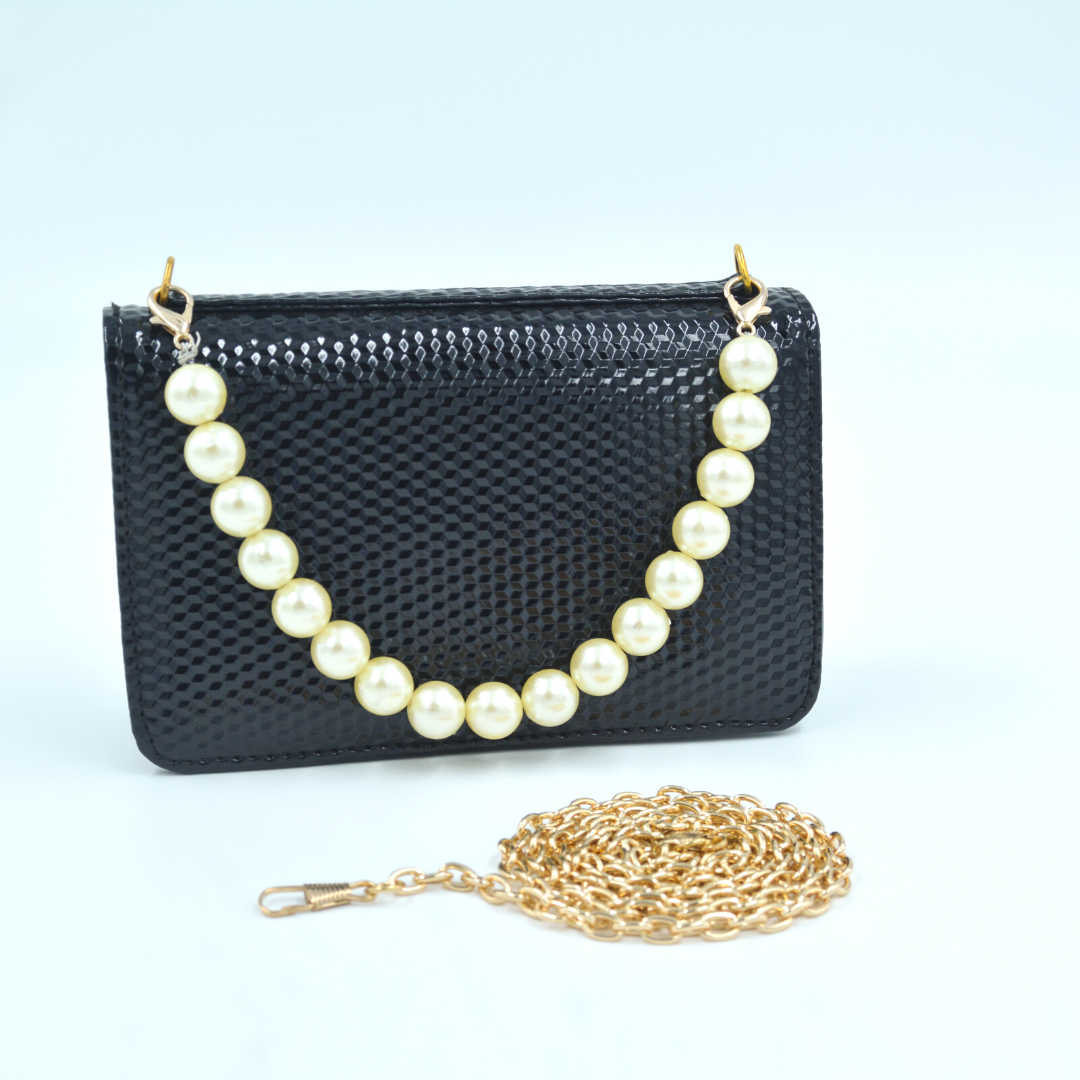 Black Textured Monogram Bag