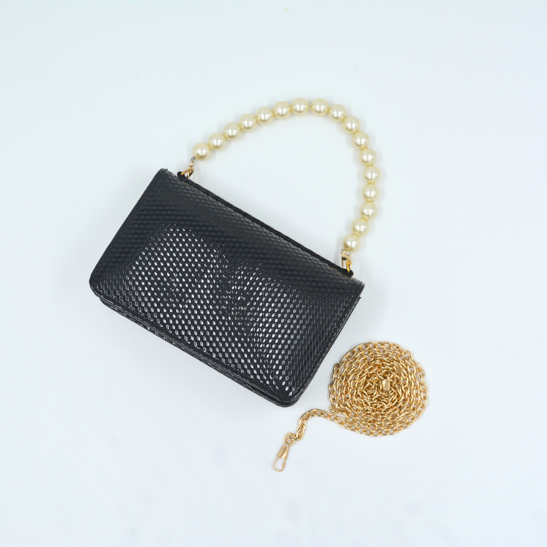 Black Textured Monogram Bag