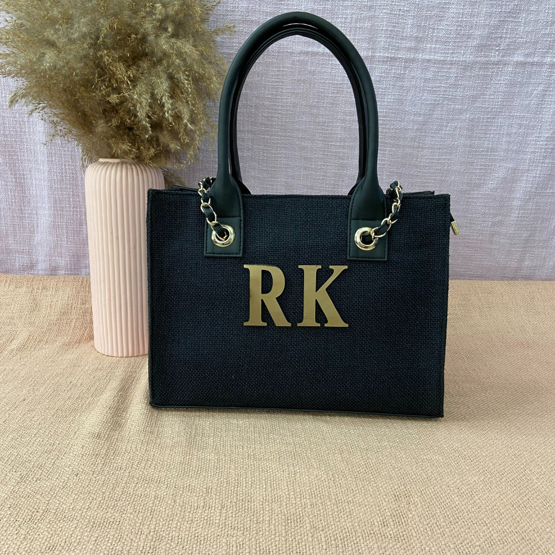 Black Canvas Chain Tote 12inch