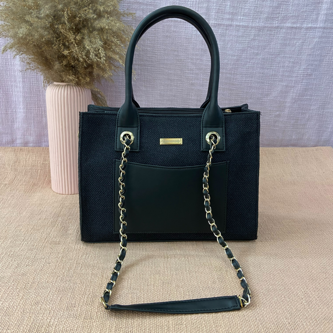 Black Canvas Chain Tote 12inch