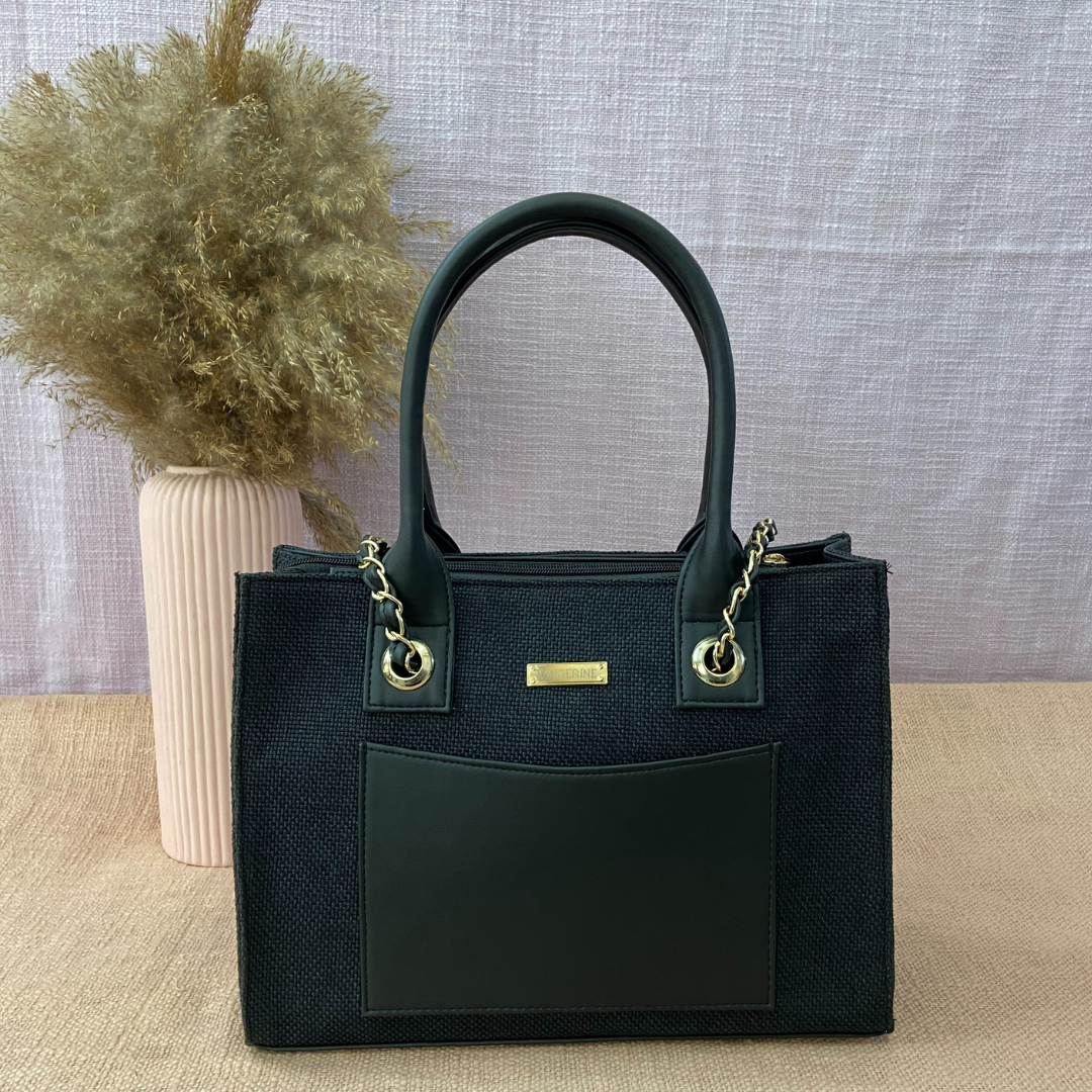 Black Canvas Chain Tote 12inch