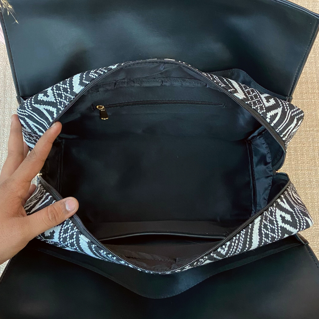 Black & Aztec Leera 16inch Bag + Big wallet Combo