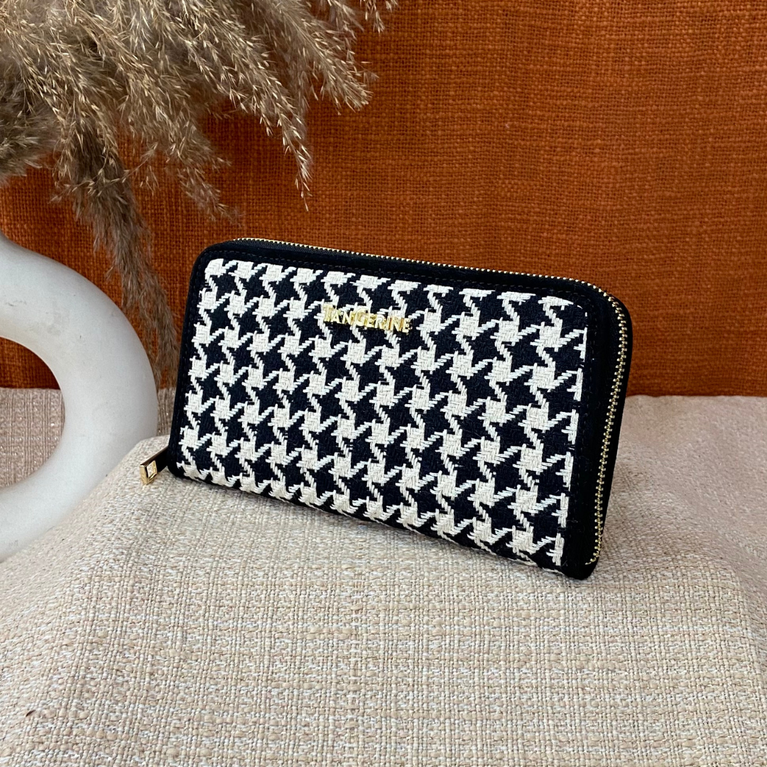 Black & White Vintage Small Print Big Wallet