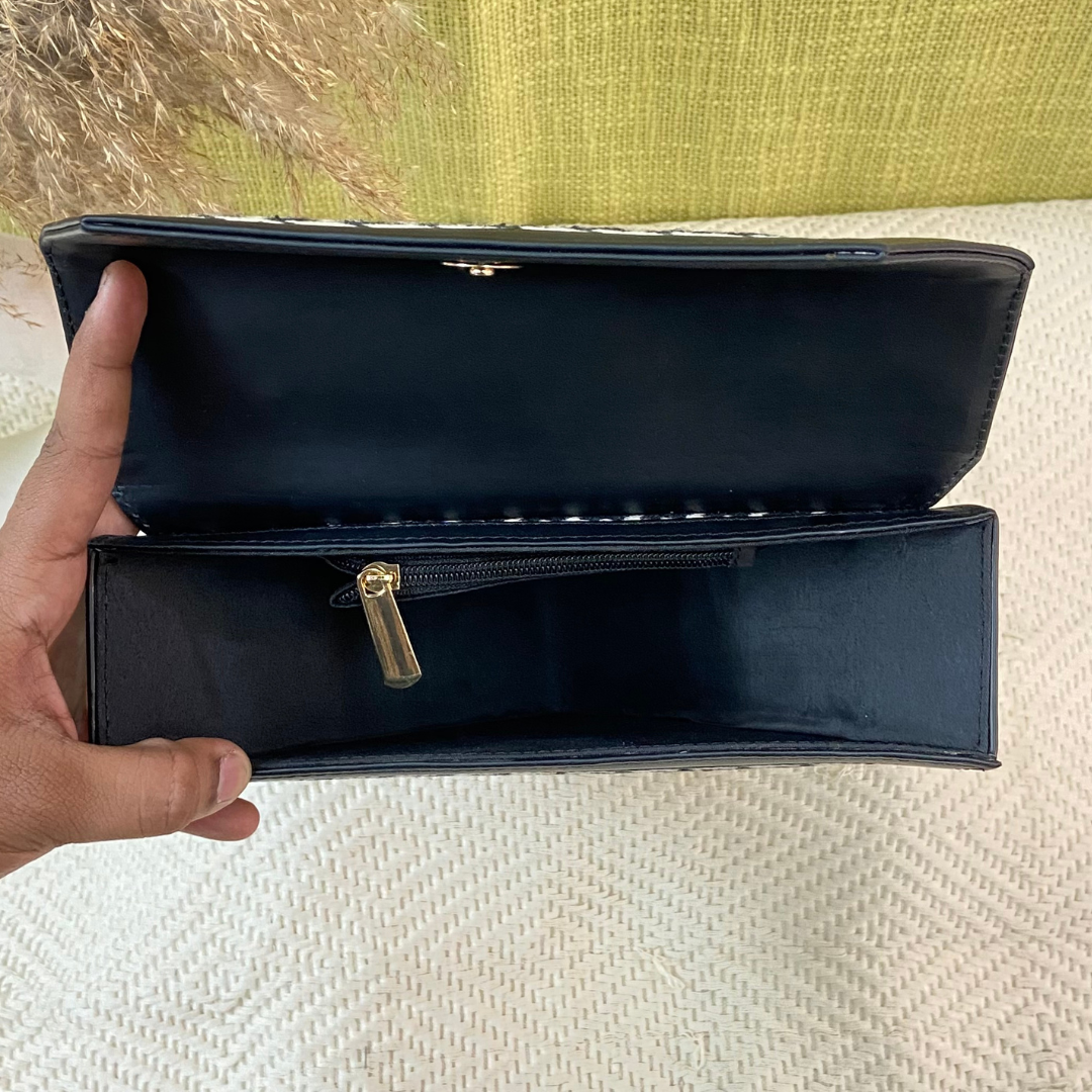 Black & White Vintage Small Print Triangular Bag