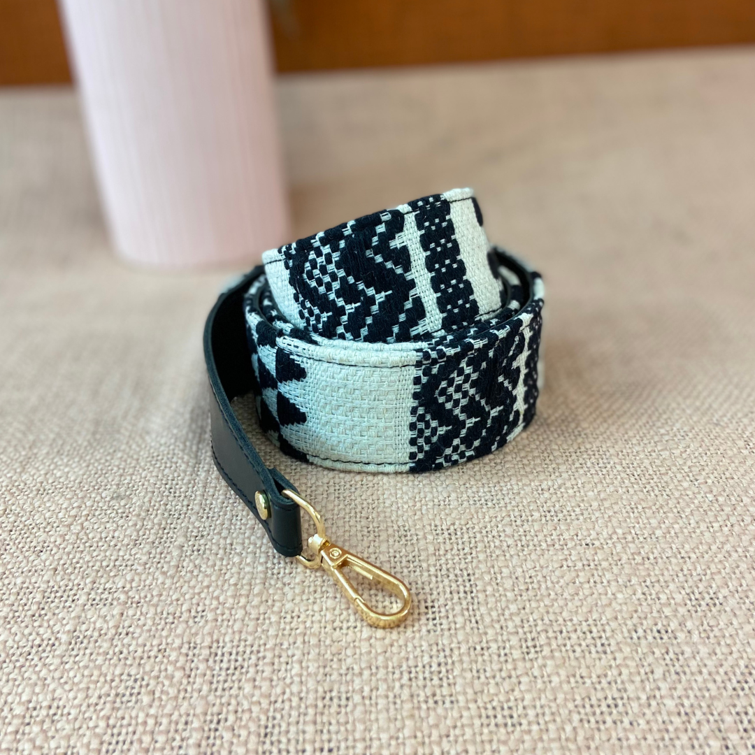 Black with Black & White Tribal Shoulder Strap