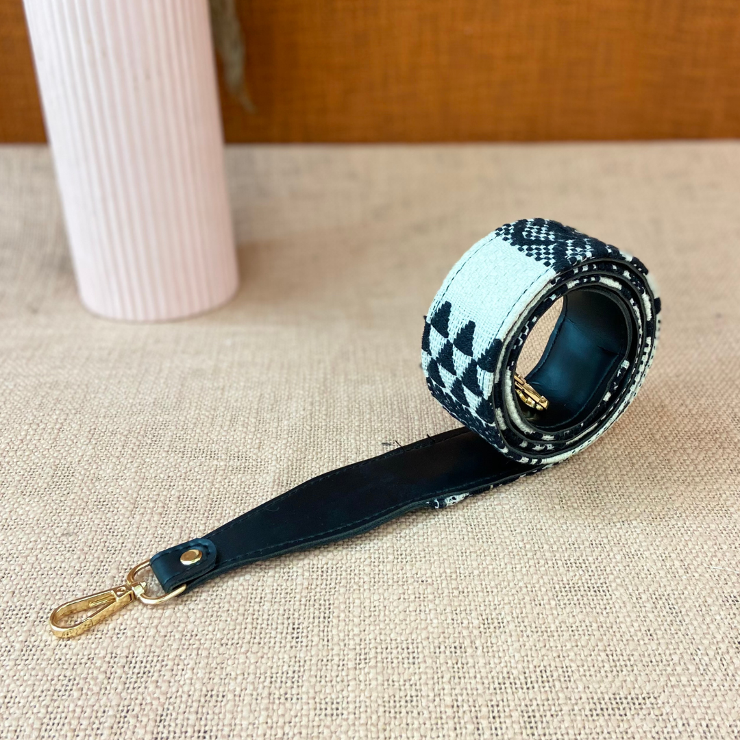 Black with Black & White Tribal Shoulder Strap