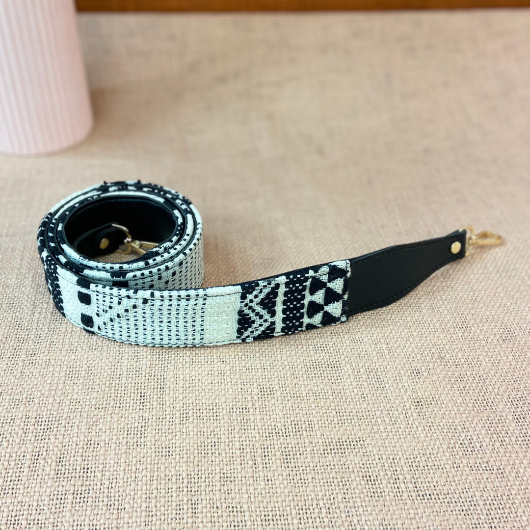 Black with Black & White Tribal Shoulder Strap