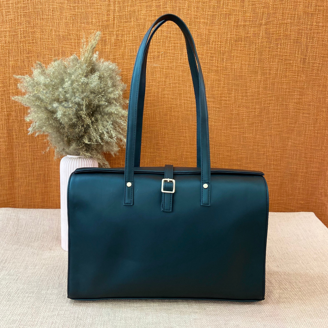 Black with Black & White Vintage Small Print Leera 16inch Bag + Big Wallet Combo