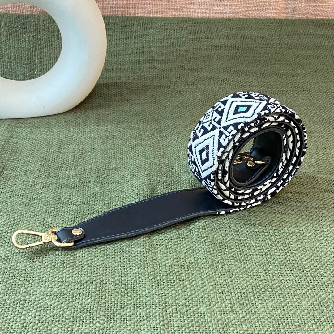 Black with Mint Green & Pink Diamond Shoulder Strap