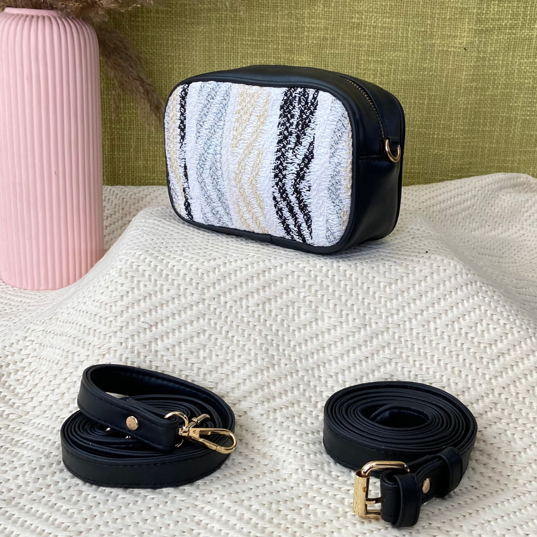 Black with White Tribal Belt Bag
