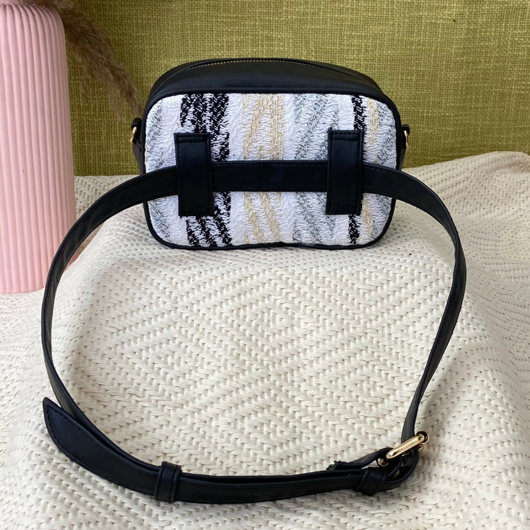 Black with White Tribal Belt Bag