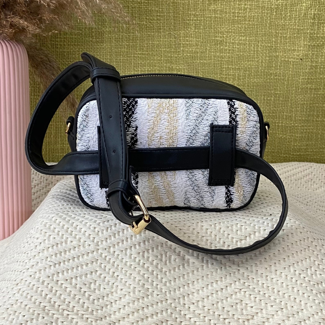 Black with White Tribal Belt Bag