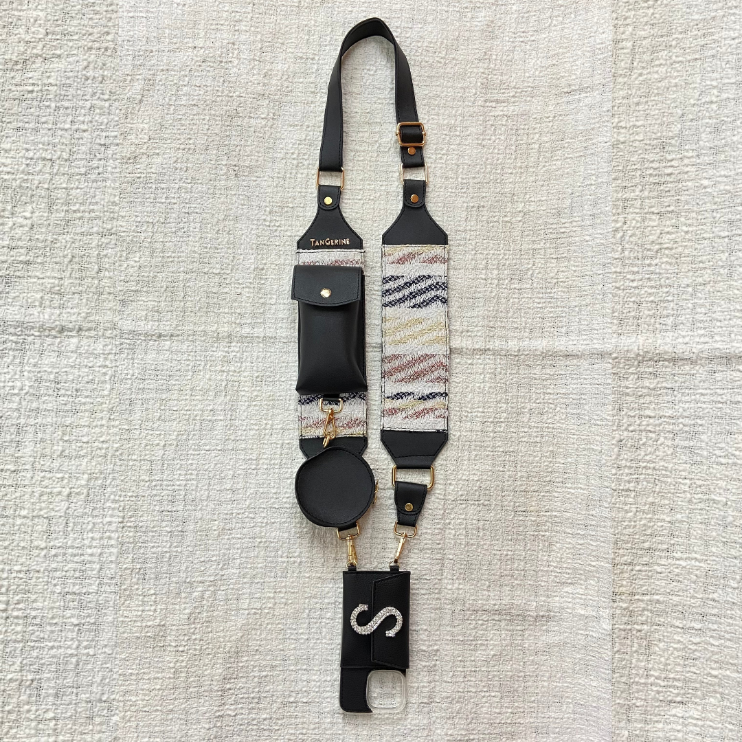Black Eva + Black with White Tribal Pochette Belt with Phone Case