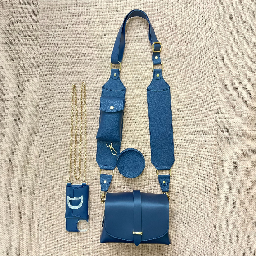 Blue Eva + Blue Plain Pochette Belt with Phone Case