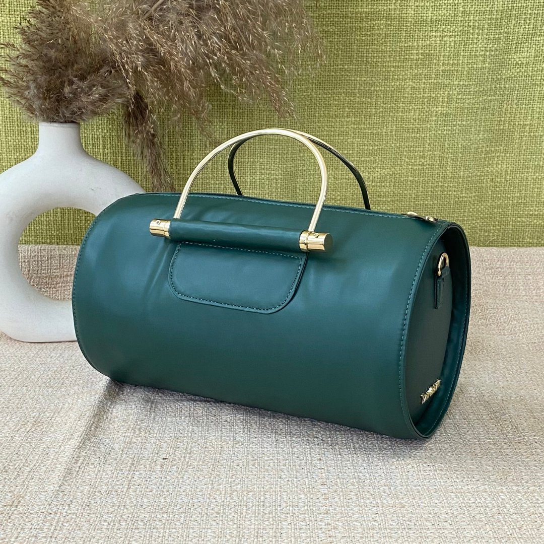 Bottle Green Barrel Bag Big.